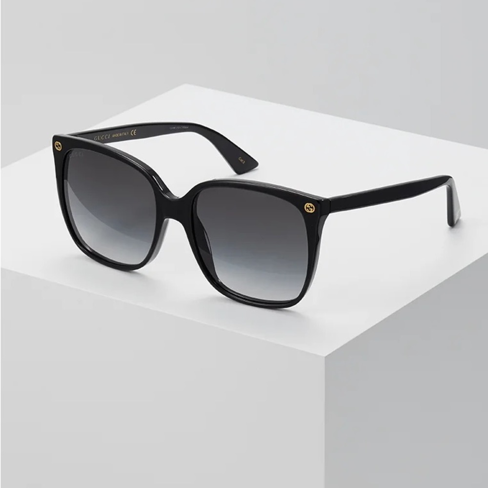 Gucci Black Gg0022s 001 Cat Eye Square Sunglasses - Picture 2 of 12
